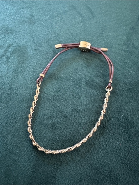 Fossil Jewelry - Leather and gold chain Fossil bracelet